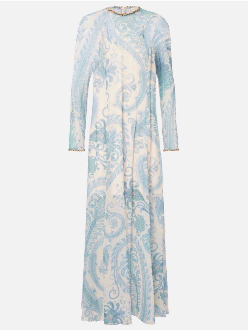 Zimmermann Cream and Light Blue Paisley Long-Sleeve Maxi Dress - Picture 3 of 13